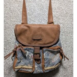 Designer Backpack Women's Bag Tote Purse Floral Design Leather Strap